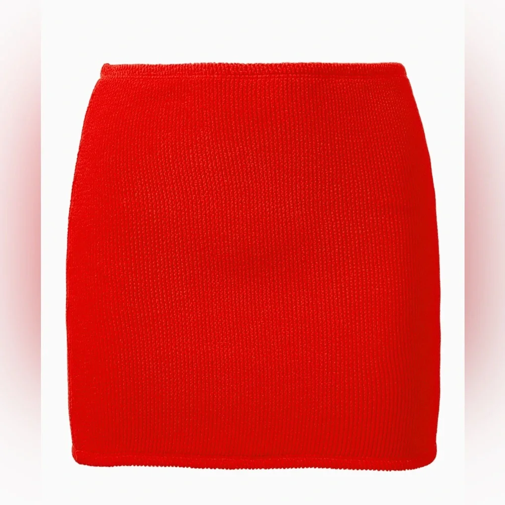 NEW! Good American Always Fits Bright Poppy Stretchy Textured Mini Skirt Size 0